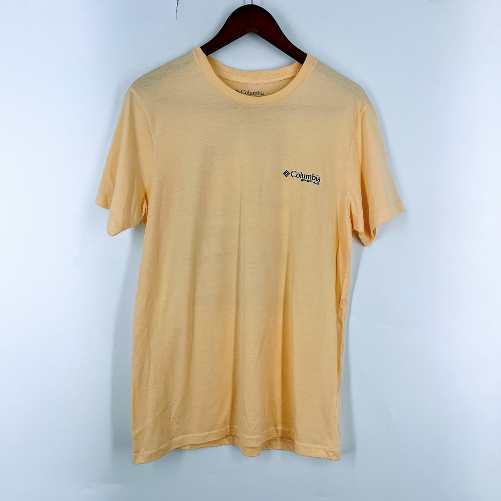 Columbia PFG Mens Yellow Offshore Ale Graphic T-Shirt Size M Short Sleeve Cotton